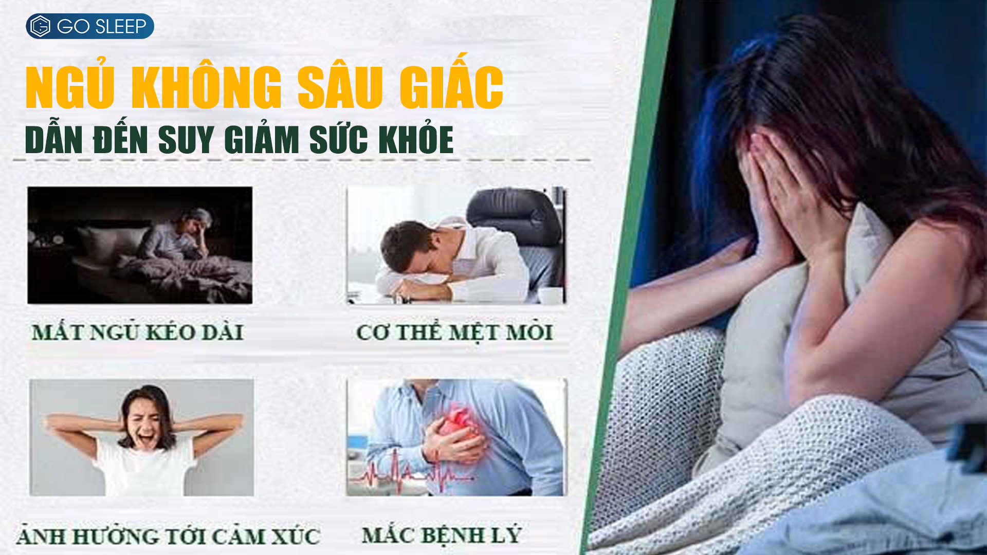 BIỂU HIỆN CỦA NGỦ KHÔNG SÂU GIẤC - LÀM SUY GIẢM SỨC KHỎE 2 Hình. Ngủ không sâu giấc dẫn đến suy giảm cơ thể